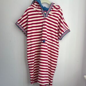 Mini Boden Striped Kids cover up with Hood
